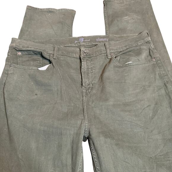 7 For All Mankind Men's Slimmy Stretch Jeans, Olive Green, Size 40 - Picture 2 of 6